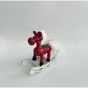 Vintage Lot of 2:‎ Wooden Rocking Horses Christmas Ornaments